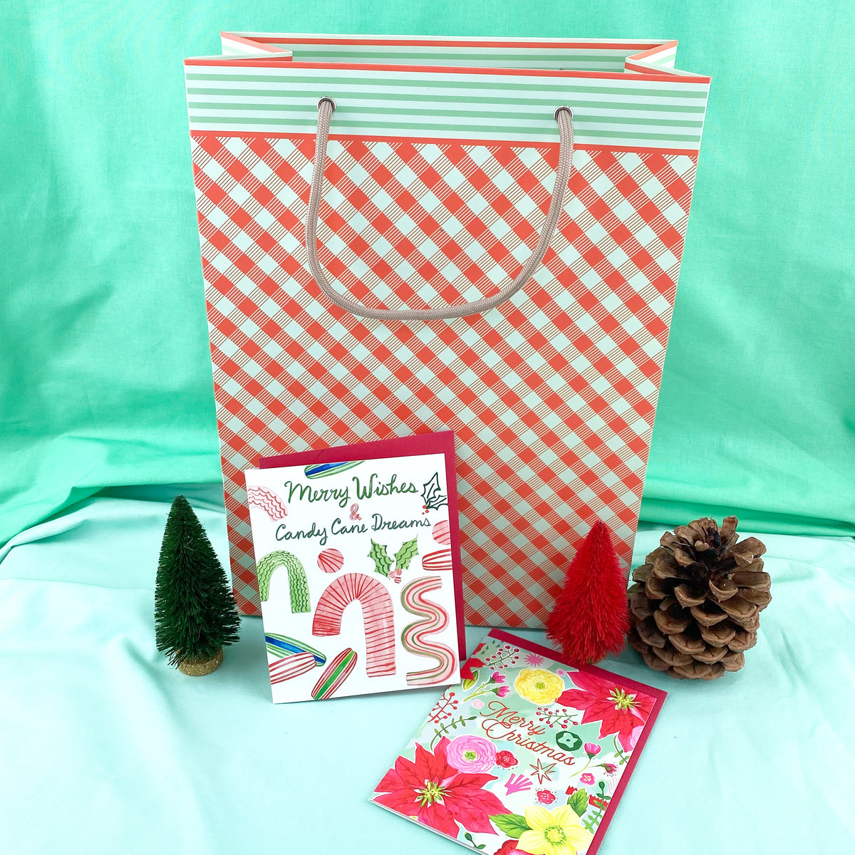 Tomato and Mint Buffalo Check Pattern-Gift Bag