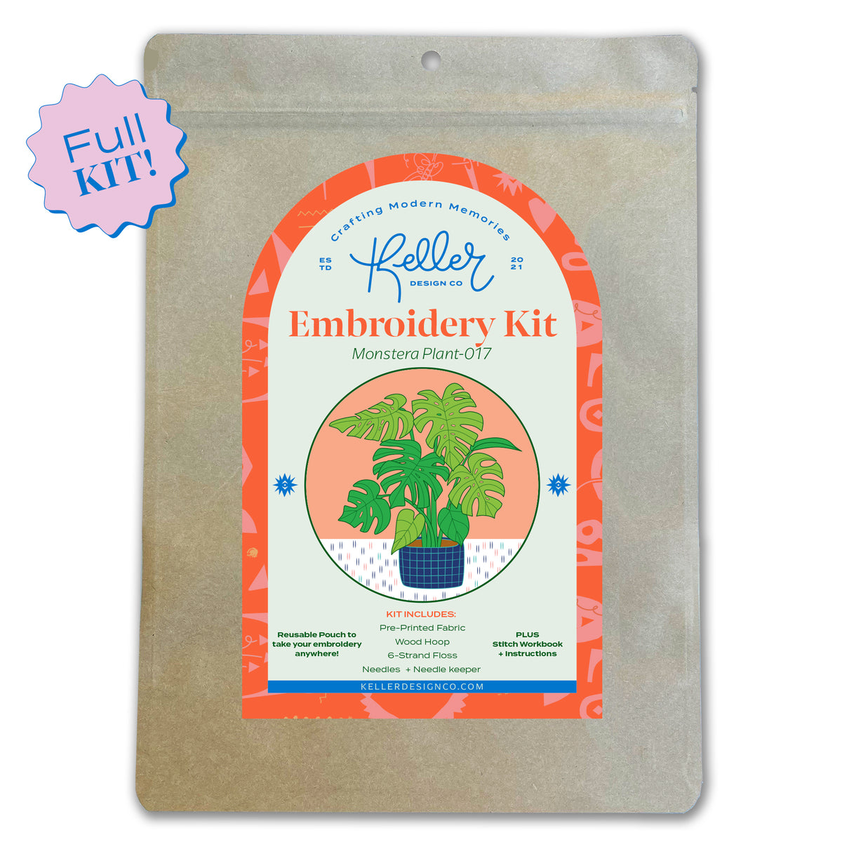 Monstera Plant Embroidery Kit