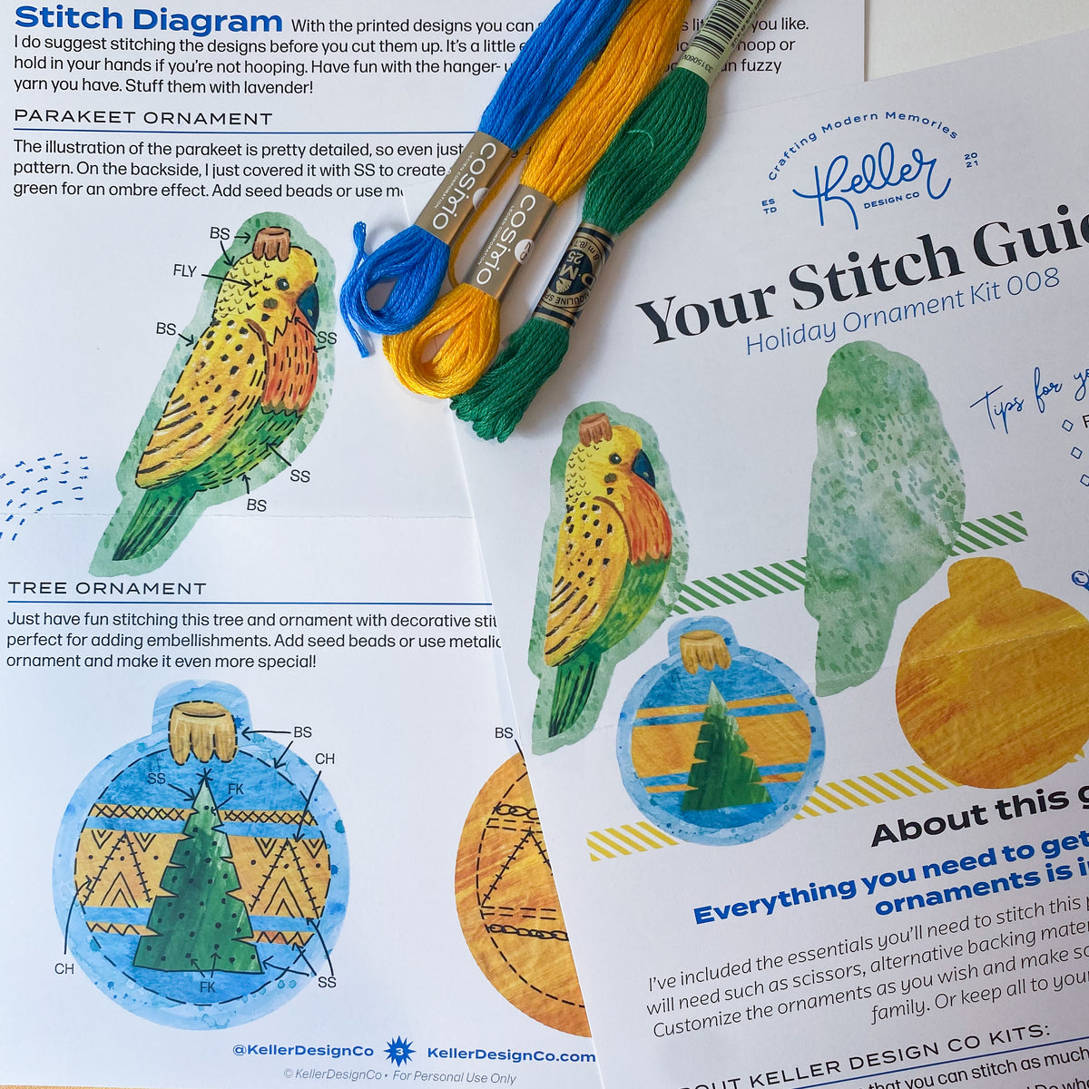 Parakeet Ornament Embroidery Kit-(Small)