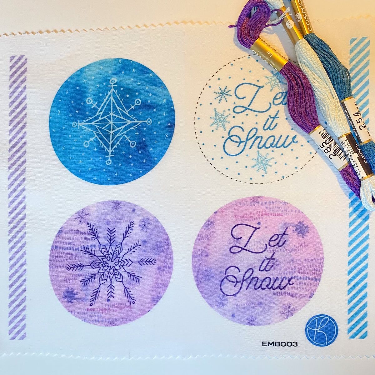 Snowflake Ornament Embroidery Kit-Purple/Blue (Small)