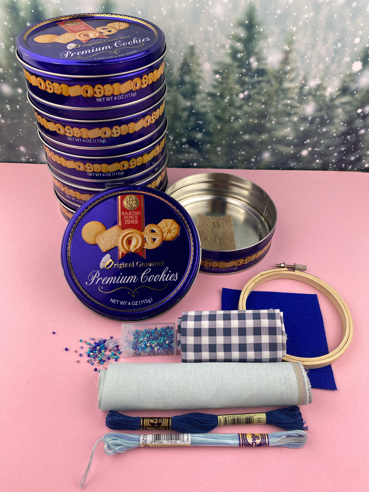 Mini Embroidery Tin with Embroidery Supplies