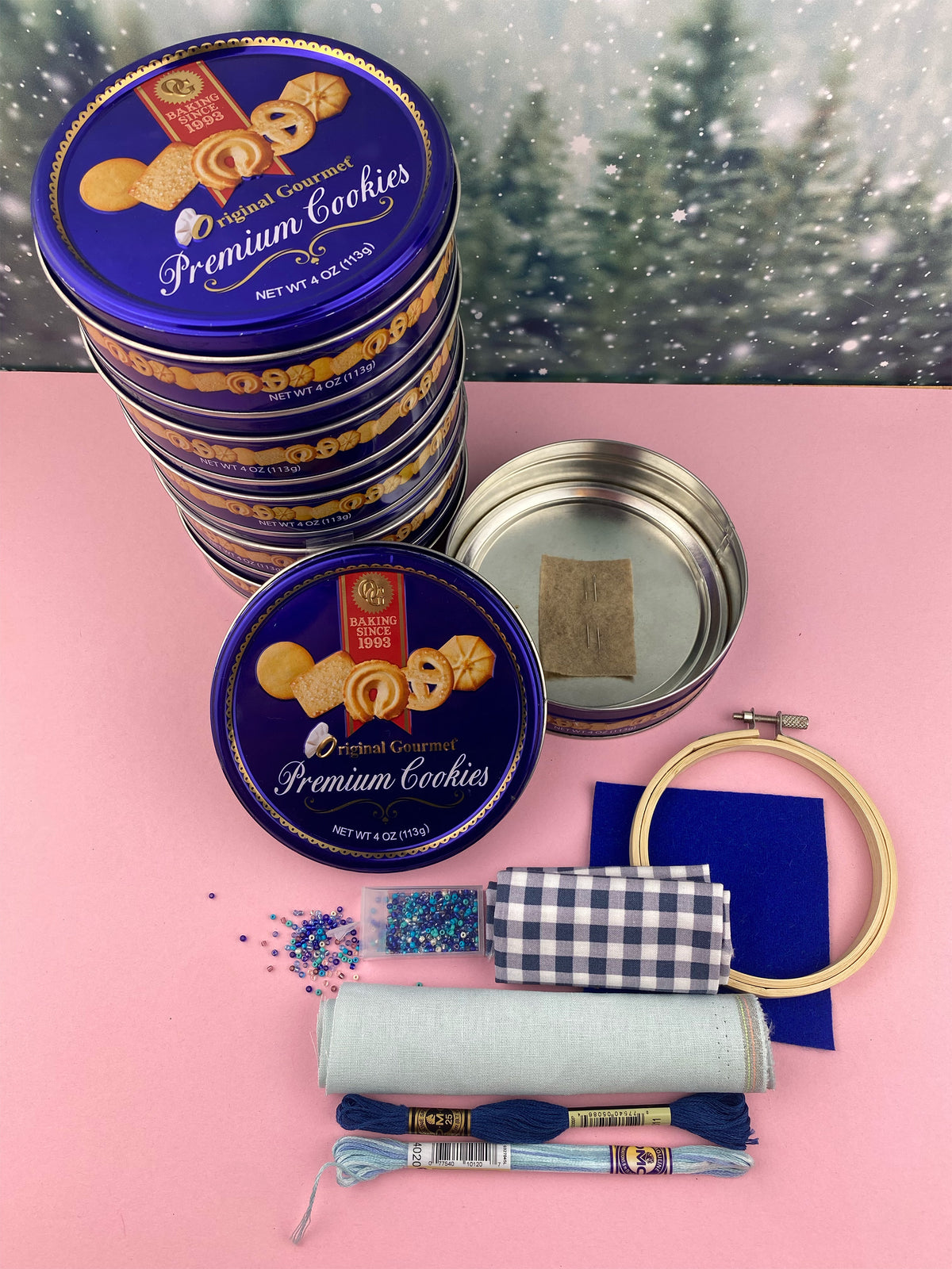 Mini Embroidery Tin with Embroidery Supplies
