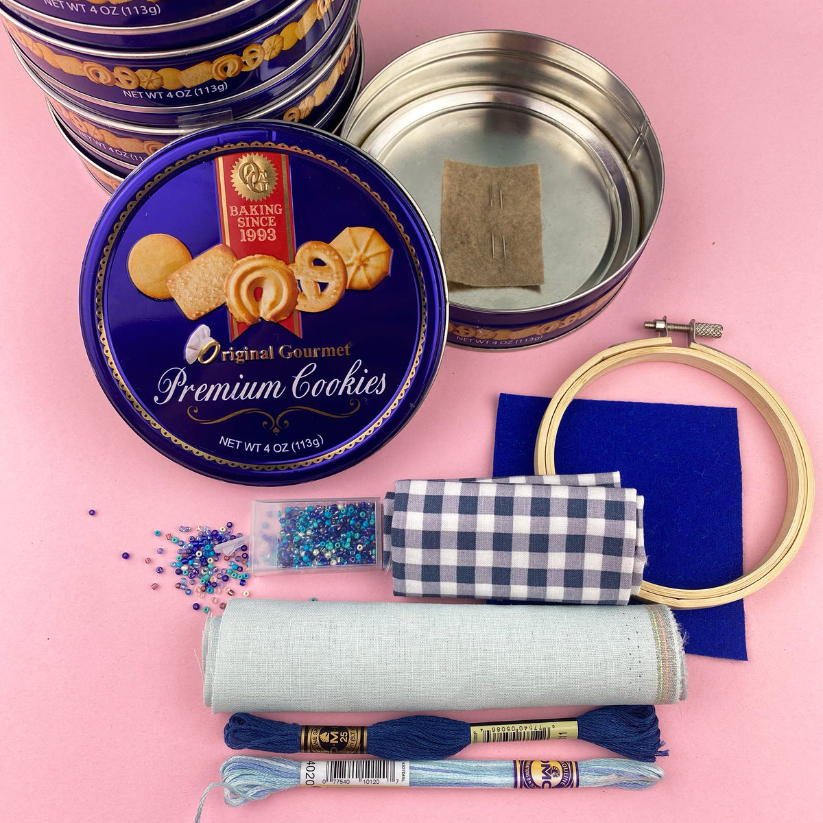 Mini Embroidery Tin with Embroidery Supplies