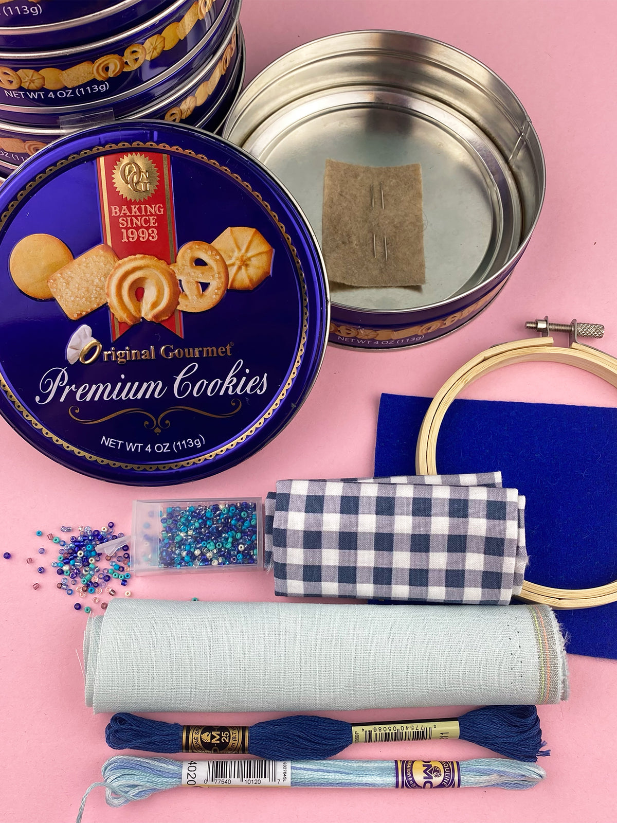 Mini Embroidery Tin with Embroidery Supplies
