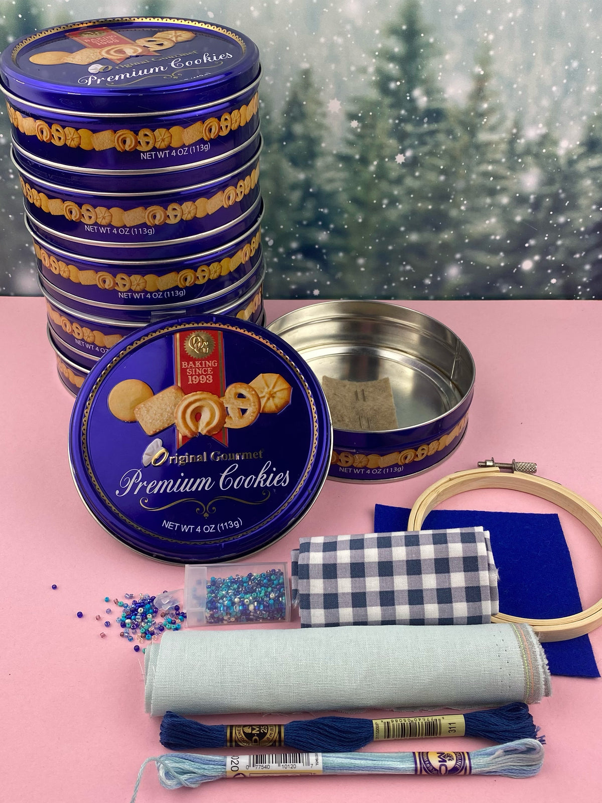 Mini Embroidery Tin with Embroidery Supplies