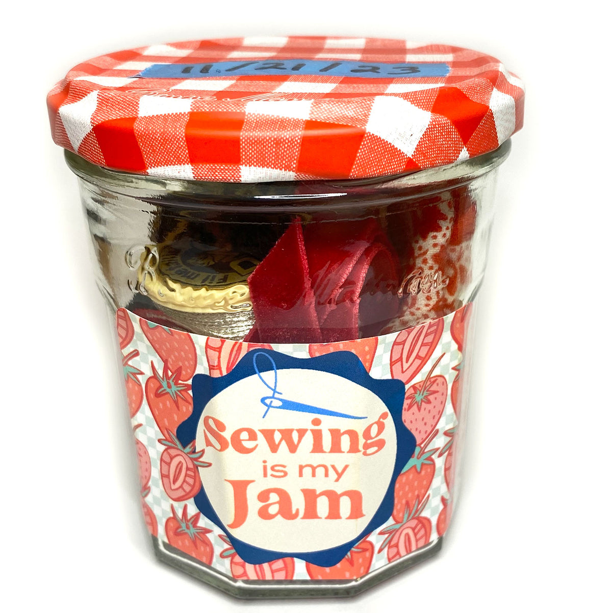 Sewing is My Jam Jar-Red Strawberry