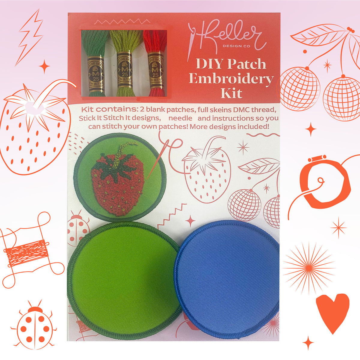 1-DIY Embroidery Patch Kit-Red Pack
