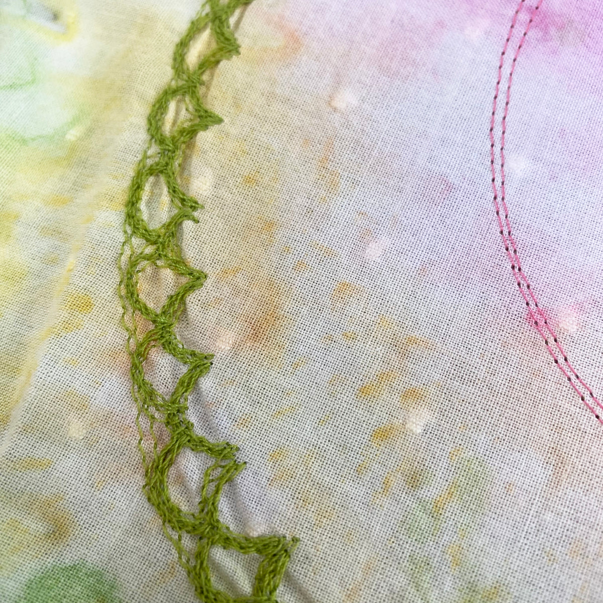 Keller Original Art- Fabric Collage with Floral Transfer
