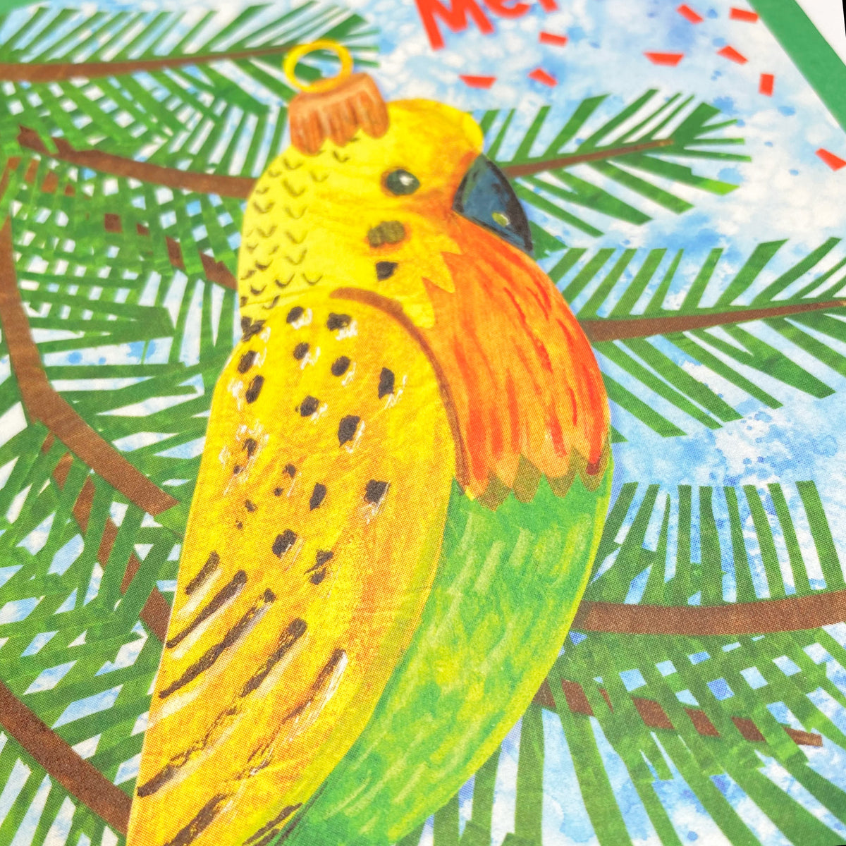 Boxed Set of 8 Cards-Merry Merry Parakeet Ornament Greeting Cards