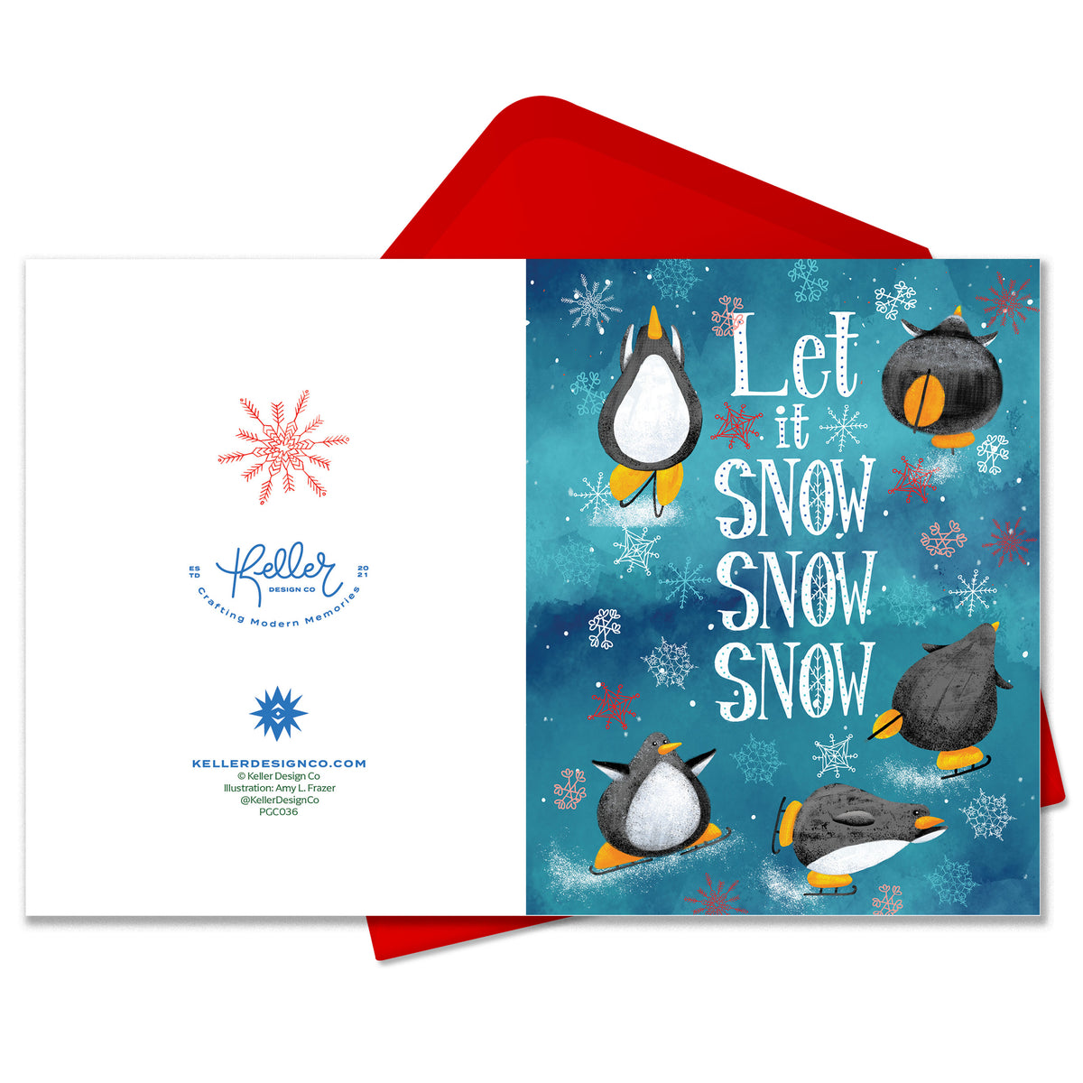 Let it Snow Snow Snow Penguins Greeting Card