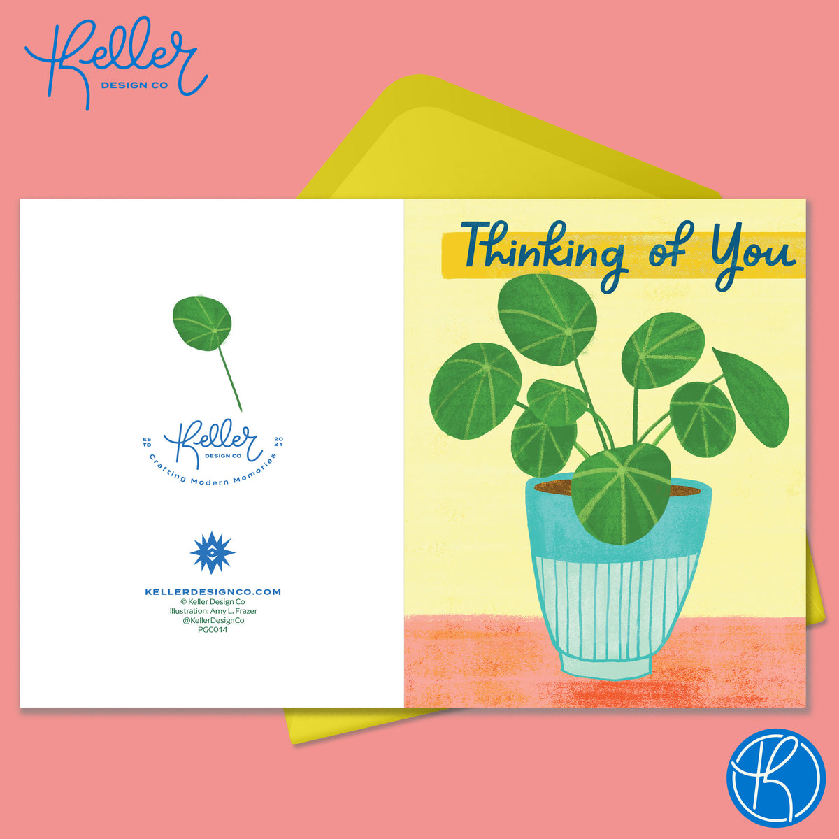 Boxed Set of 8 Cards-Thinking of You Pilea Plant Greeting Cards