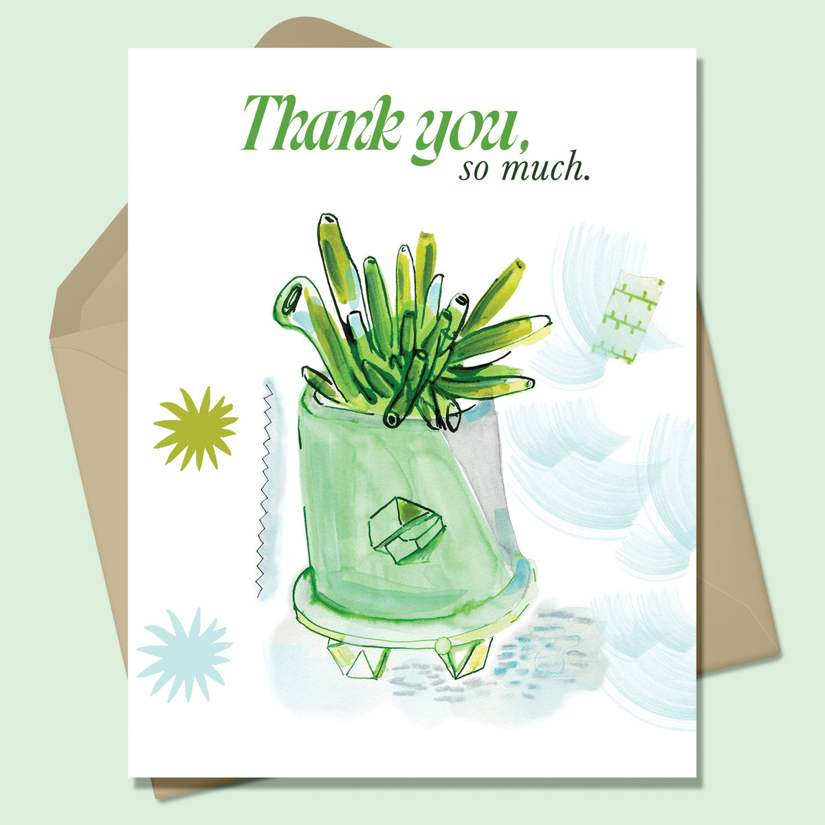 succulent card Thank You Succulent Greeting Card