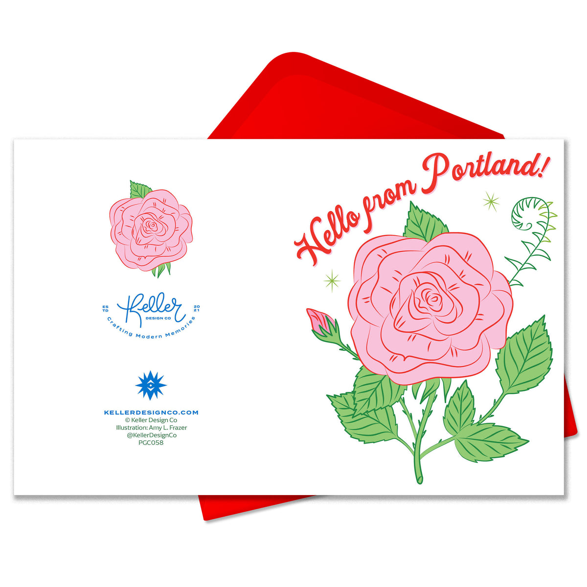 Hello from Portland !  Rose Greeting Card