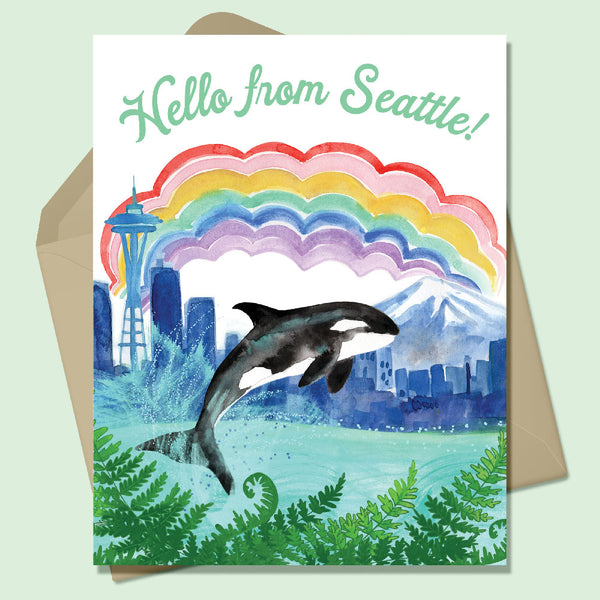 Hello from Seattle Washington A2 Greeting Card - Keller Design Co.
