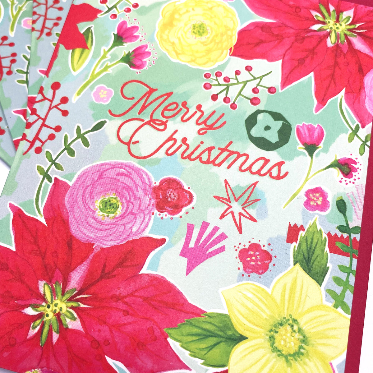 Boxed Set of 8 Cards-Merry Christmas Floral Greeting Cards