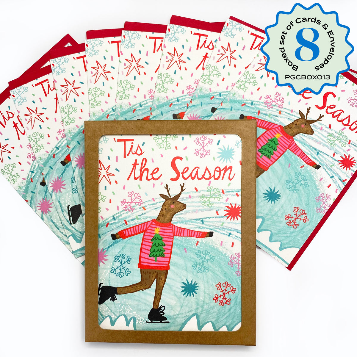 Boxed Set of 8 Cards-Tis the Season Greeting Cards