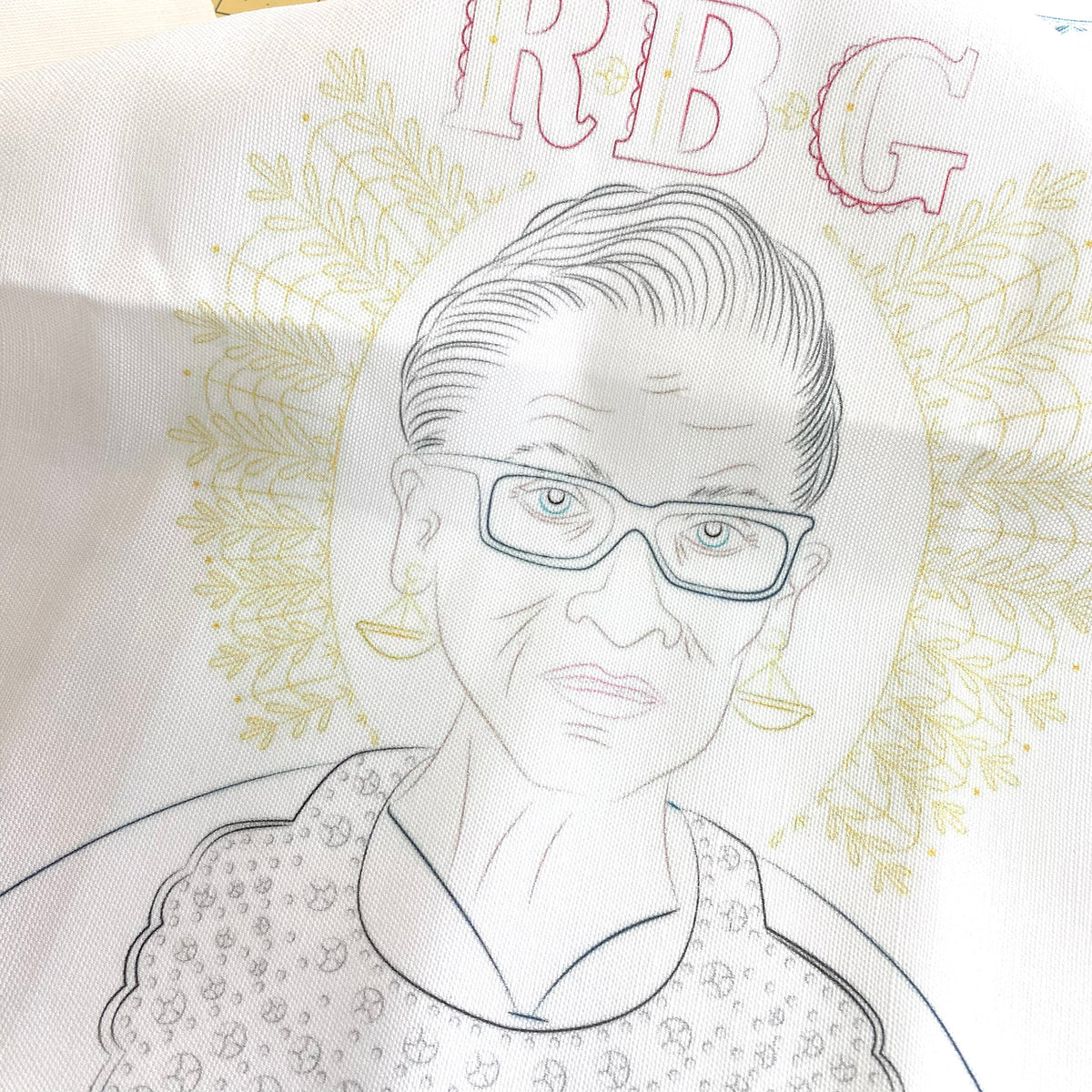 Ruth Bader Ginsburg Printed Fabric Pattern and PDF Embroidery Download