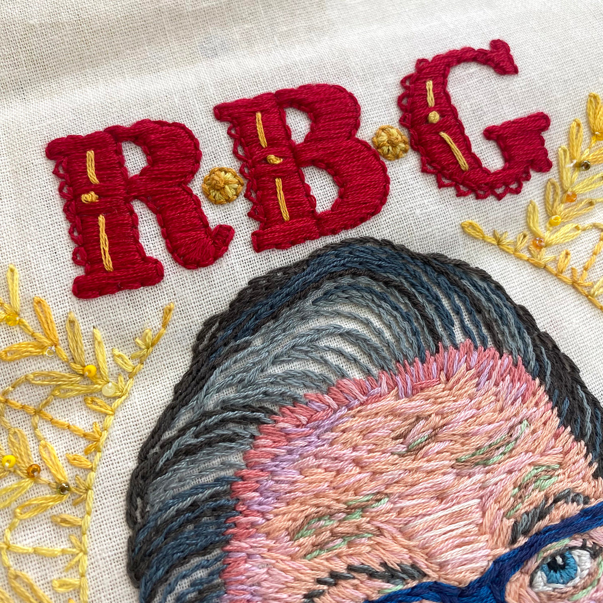 Ruth Bader Ginsburg Printed Fabric Pattern and PDF Embroidery Download