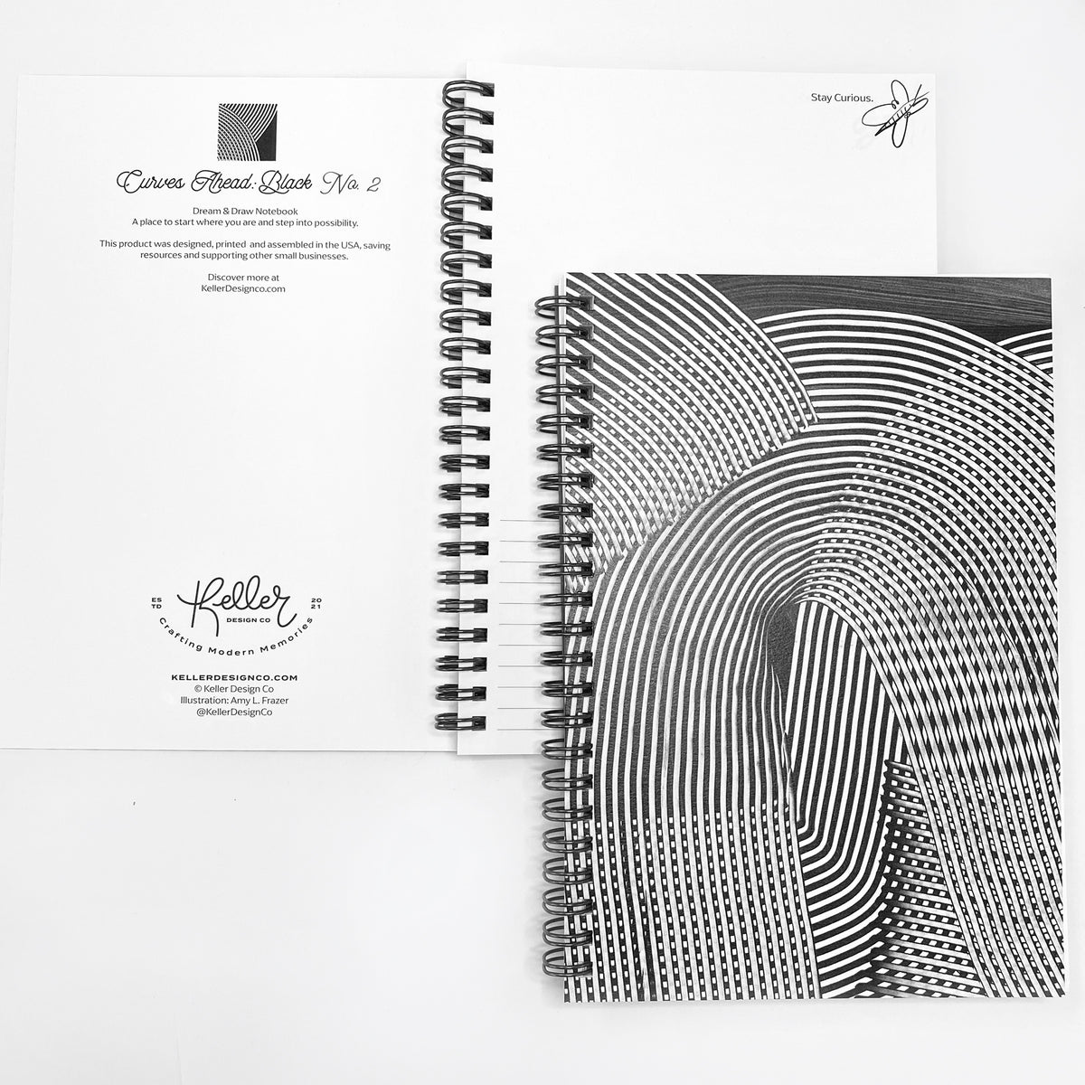 Curves Ahead: Black No.2-5.5”x8”- Big Ideas Spiral Bound Notebook