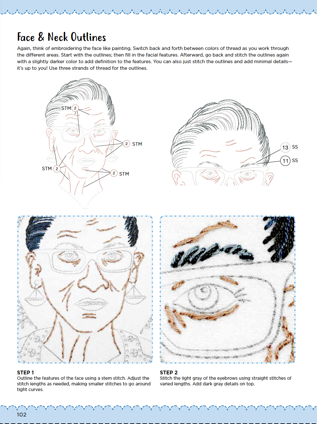 Ruth Bader Ginsburg Printed Fabric Pattern and PDF Embroidery Download