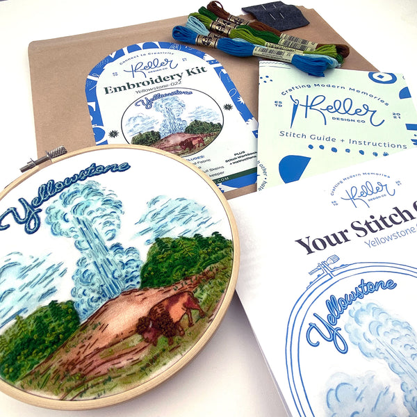 Yellowstone Designs Yellowstone National Park Hand Embroidery Craft Kit - Keller Design Co.