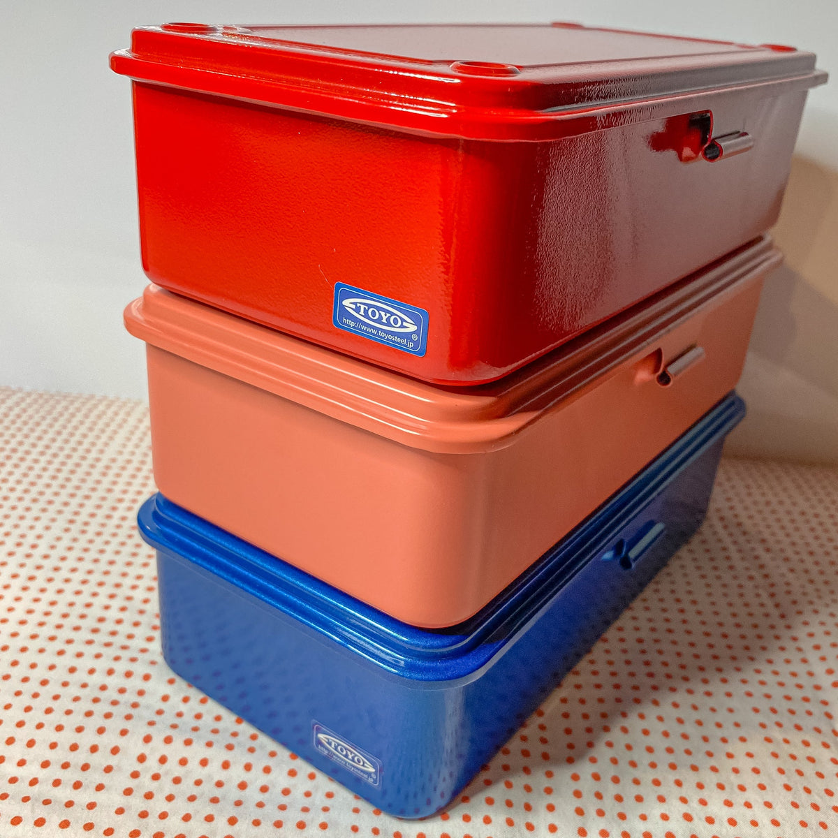 Toyo Steel Metal Tool Box (Live Coral) &quot;Grab Box&quot;