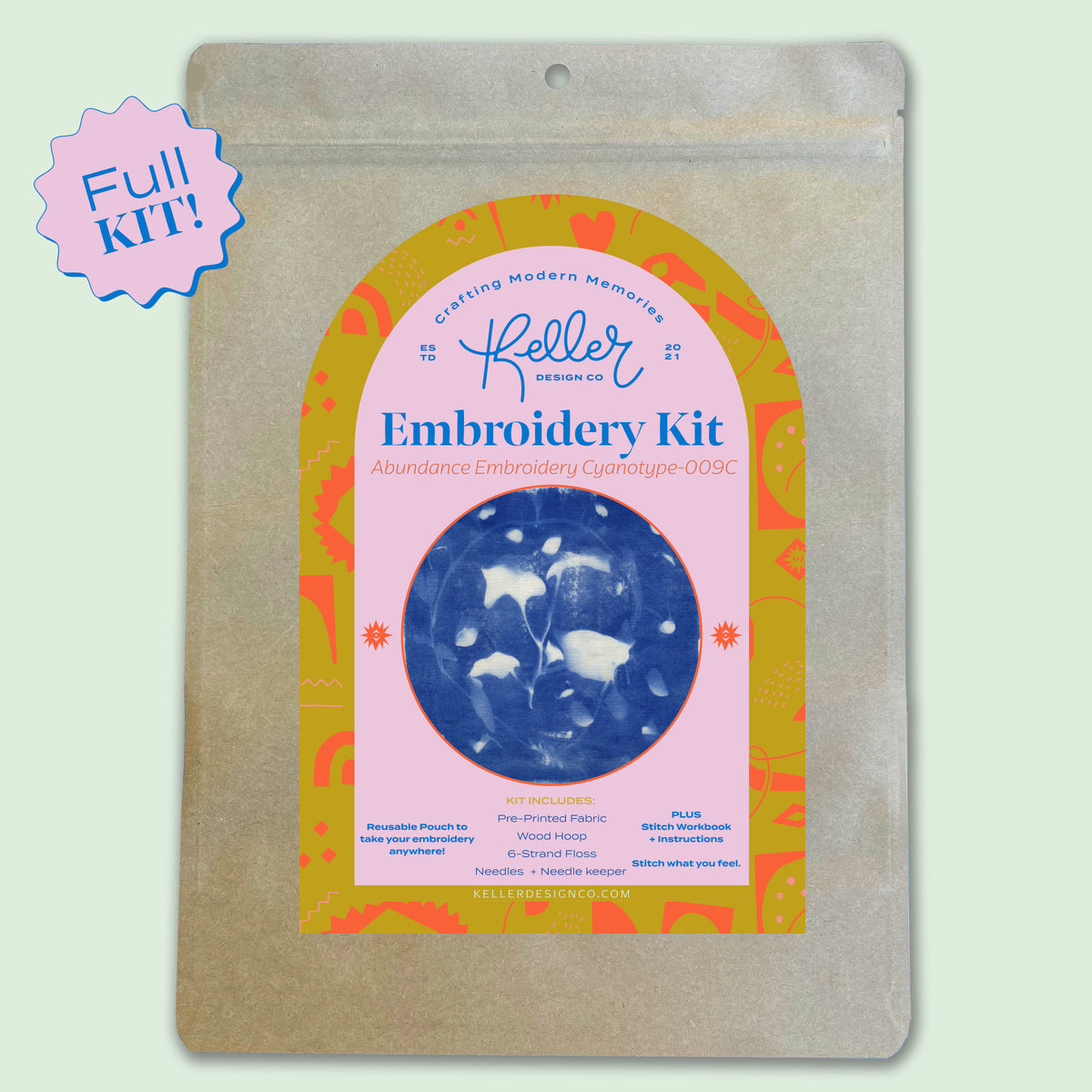 Cyanotype Abundance (Blue) Embroidery Kit