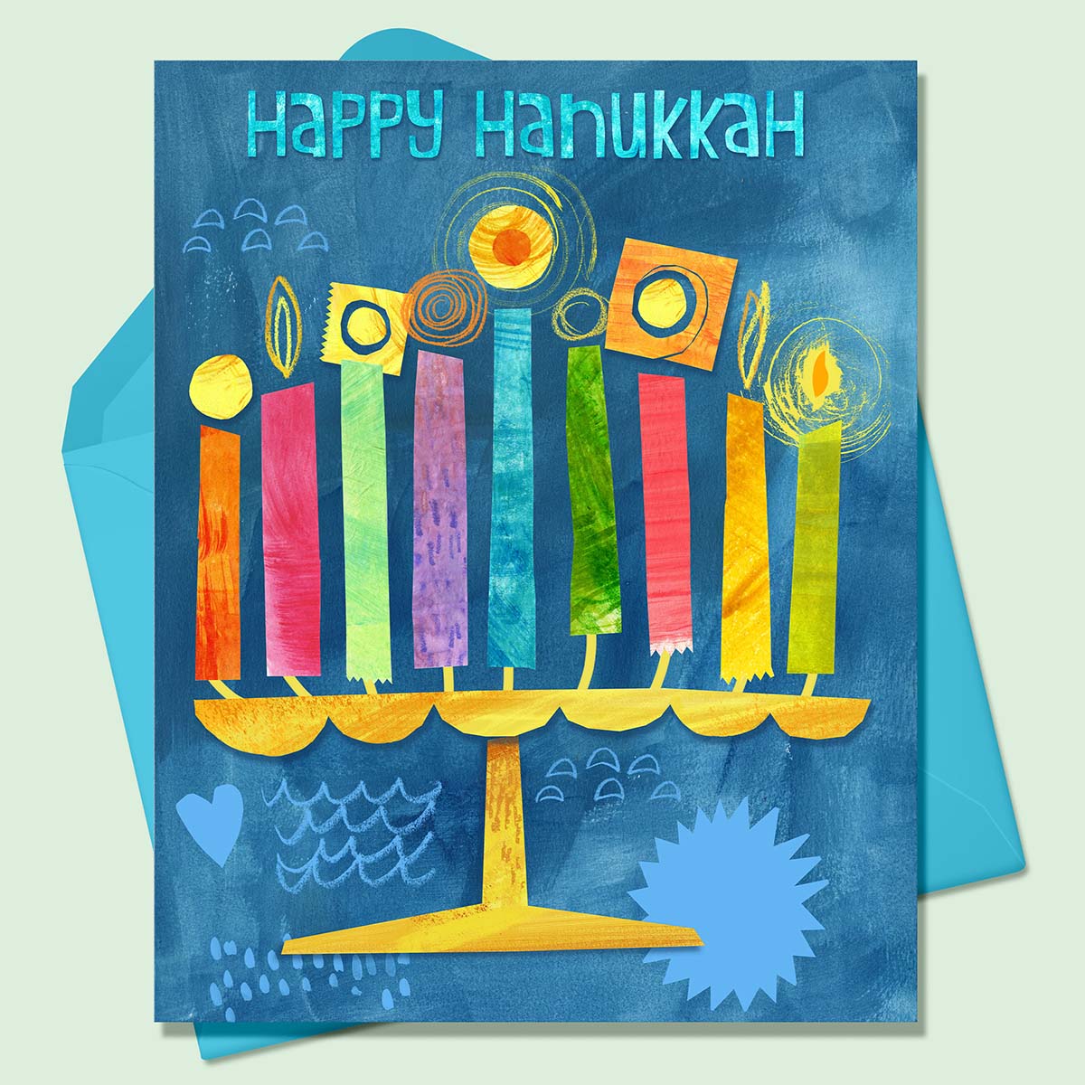 Happy Hanukkah Menorah Greeting Card - Keller Design Co. happy-hanukkah-menorah-greeting-card-keller-design-co