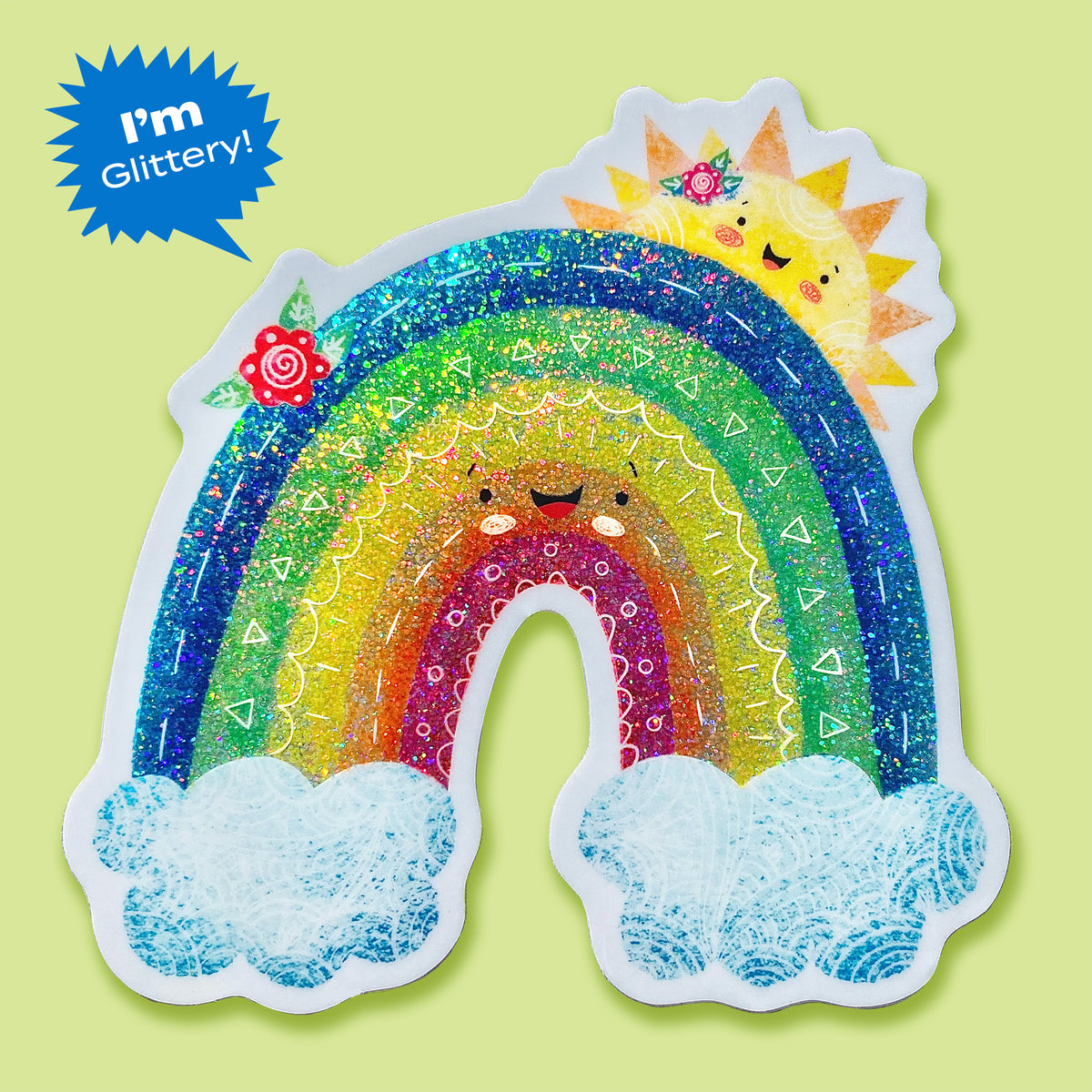 GLITTER Rainbow Sun by Emiko Rainbow Sticker