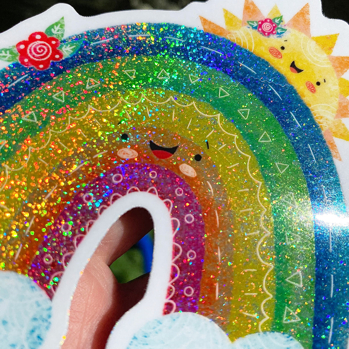 GLITTER Rainbow Sun by Emiko Rainbow Sticker