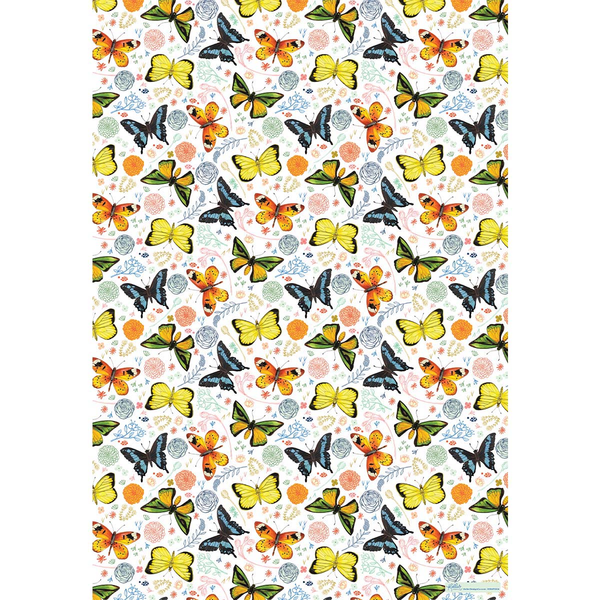 Butterflies on White Gift Wrap-3 Sheets