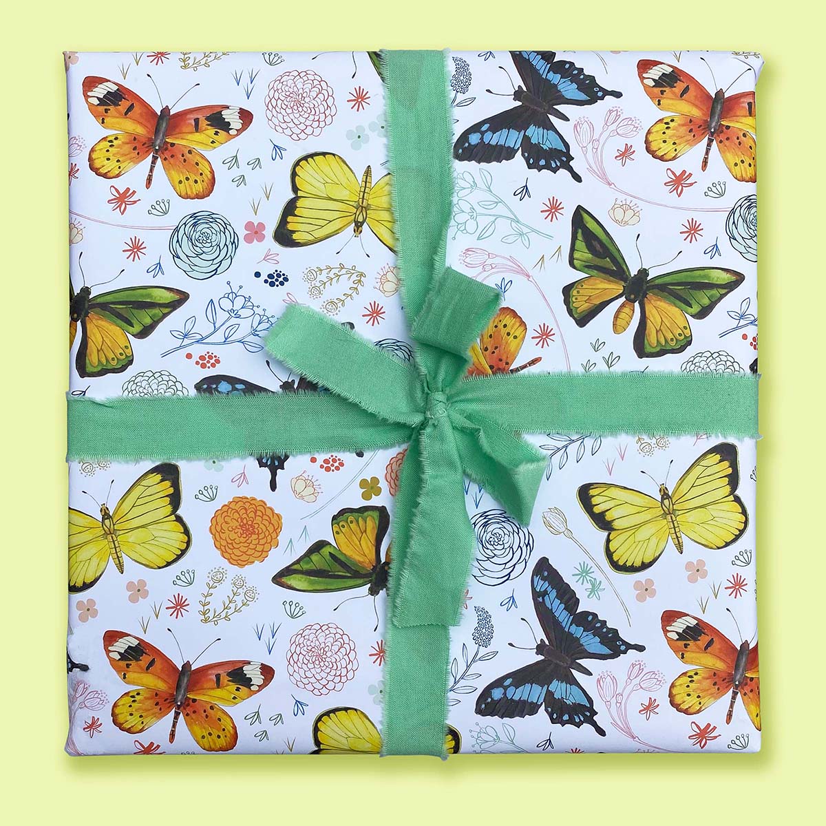Butterflies on White Gift Wrap-3 Sheets