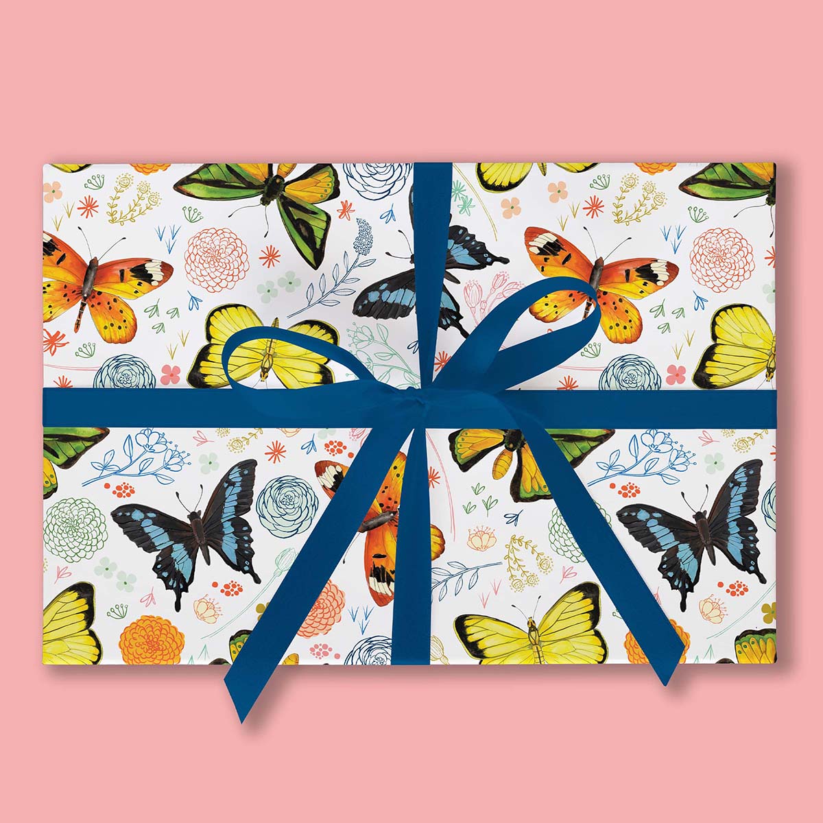 Butterflies on White Gift Wrap-3 Sheets